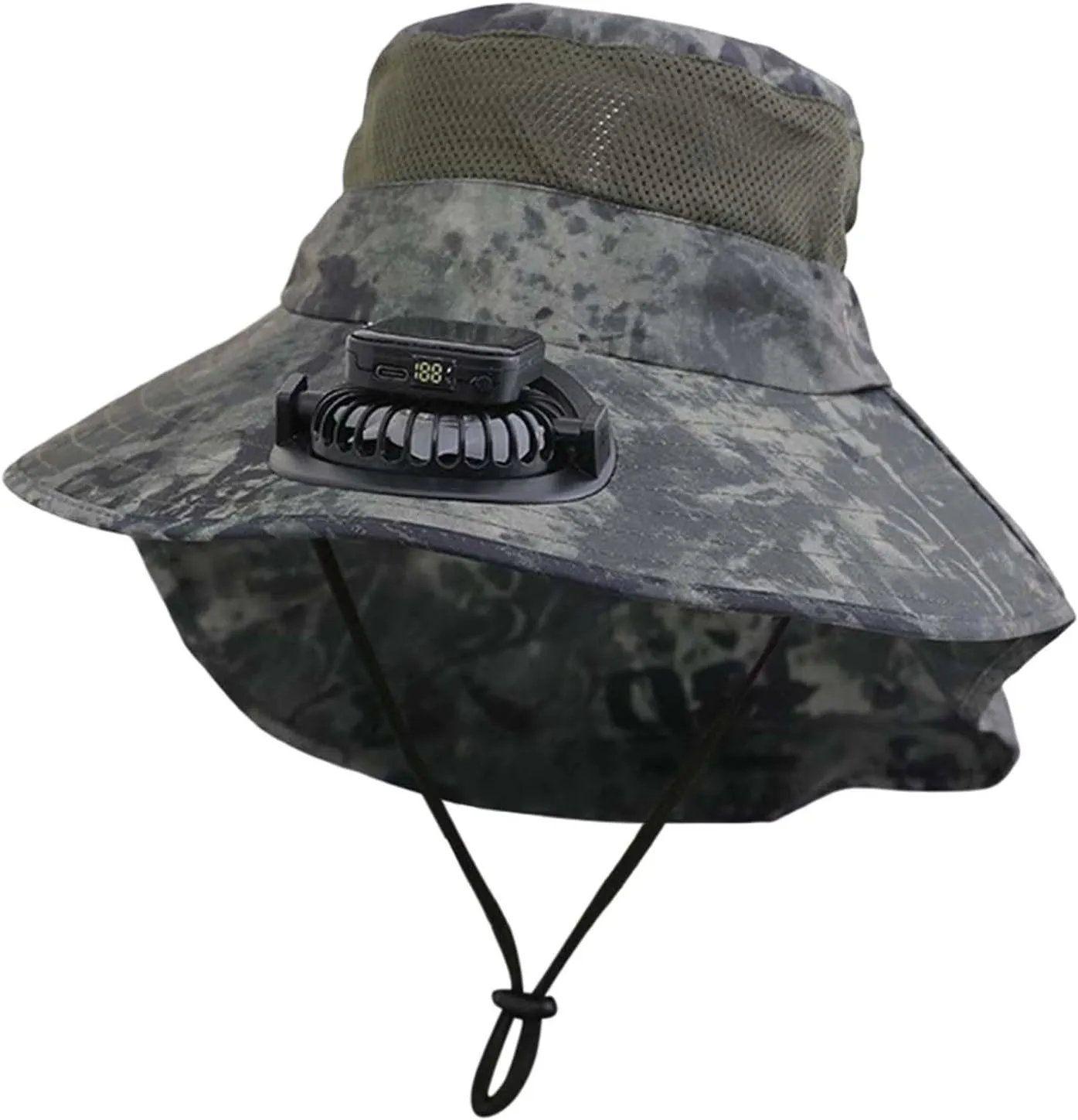 Wide Brim Solar Fan Hat, UPF 50  Solar Panel Fan Hat for Beach Hiking Fishing Outdoor Camping