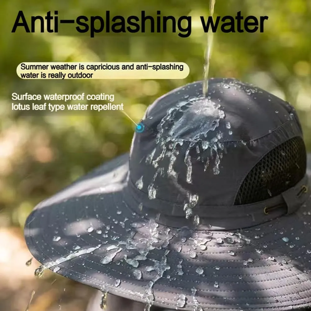 Wide Brim Solar Fan Hat with 2 Solar Fan, Breathable Outdoor Solar Powered Fan Hat with Removable Neck Flap and Face