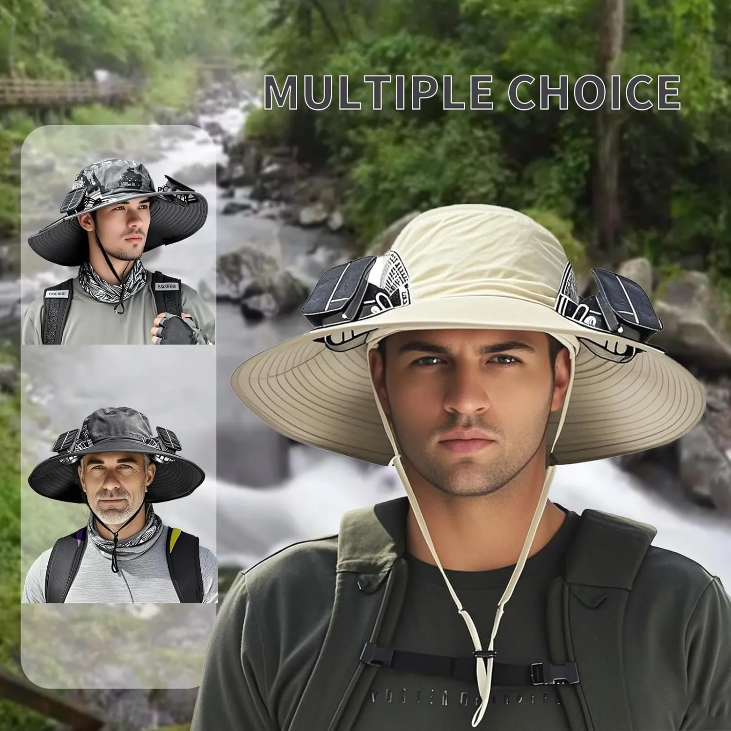 Wide Brim Solar Fan Outdoor Fishing Hat–Stay Cool with Sun Hat for Men, Solar Powered Fan hat for Fishing and Traveling