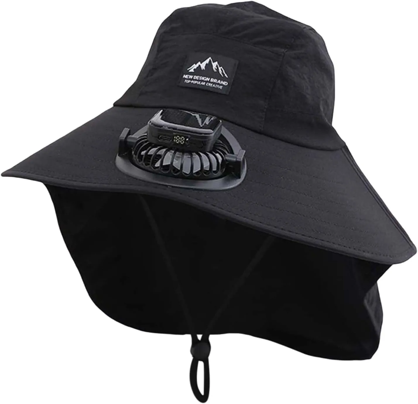 Wide Brim Solar Powered Fan Hat, UPF 50  Solar Panel Fan Hat for Camping Beach Fishing Hiking Outdoor