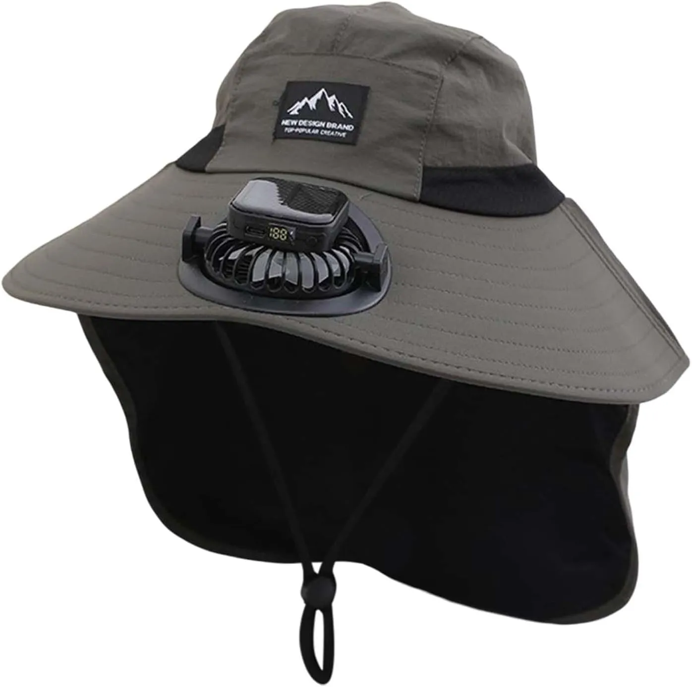 Wide Brim Solar Powered Fan Hat, UPF 50  Solar Panel Fan Hat for Camping Outdoor Fishing Beach Hiking