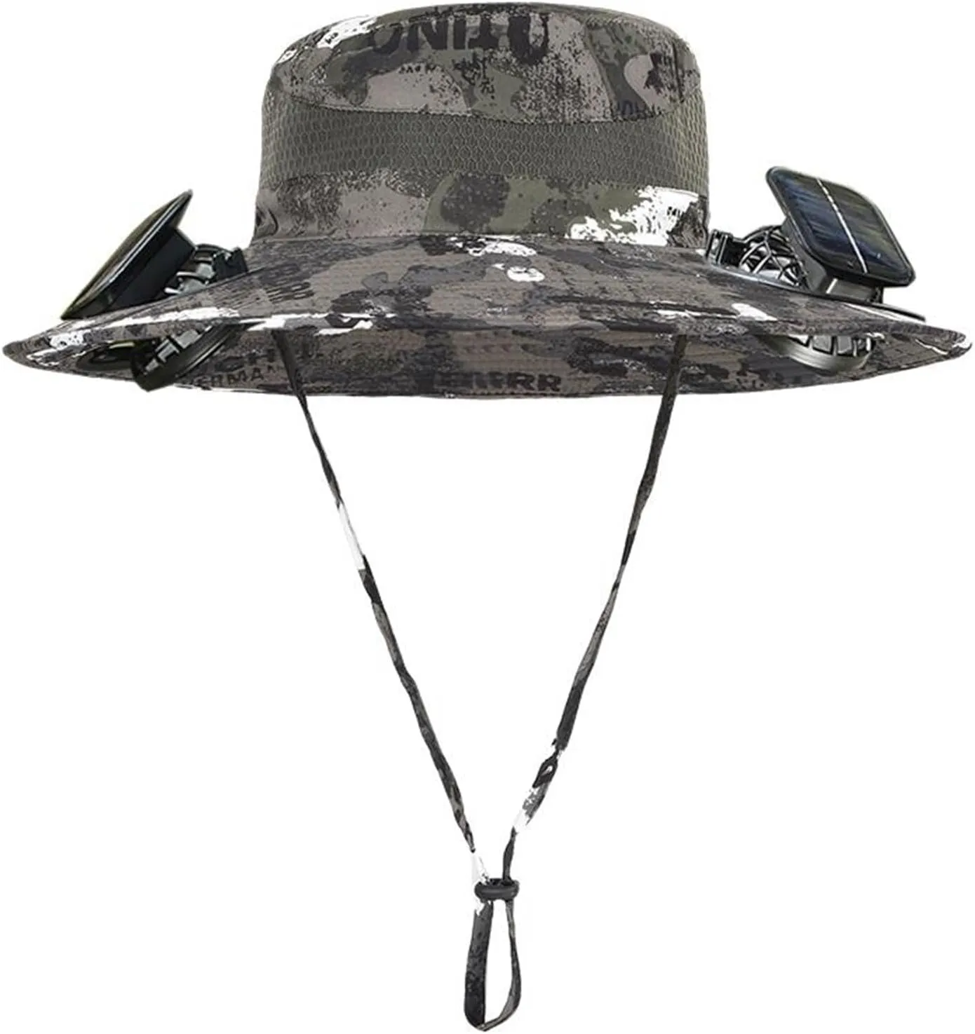 Wide Brim Solar Powered Hat Fan, UPF 50  Solar Power Fan Bucket Hats for Outdoor Beach Fishing Hiking Camping