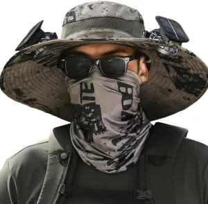 Wide Brim Solar Powered Hat Fan, UPF 50  Solar Power Fan Bucket Hats for Outdoor Beach Fishing Hiking Camping