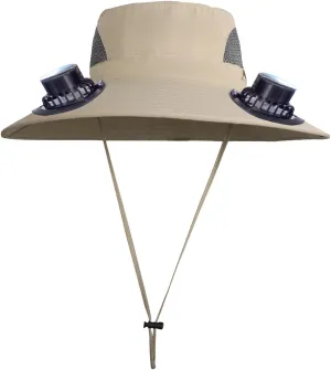 Wide Brim Sun Hat with 2 Solar Fan, 3 Speed Adjustable Fan Hat, Solar & USB Charging Fan, Bucket Fishing & Beach Hat
