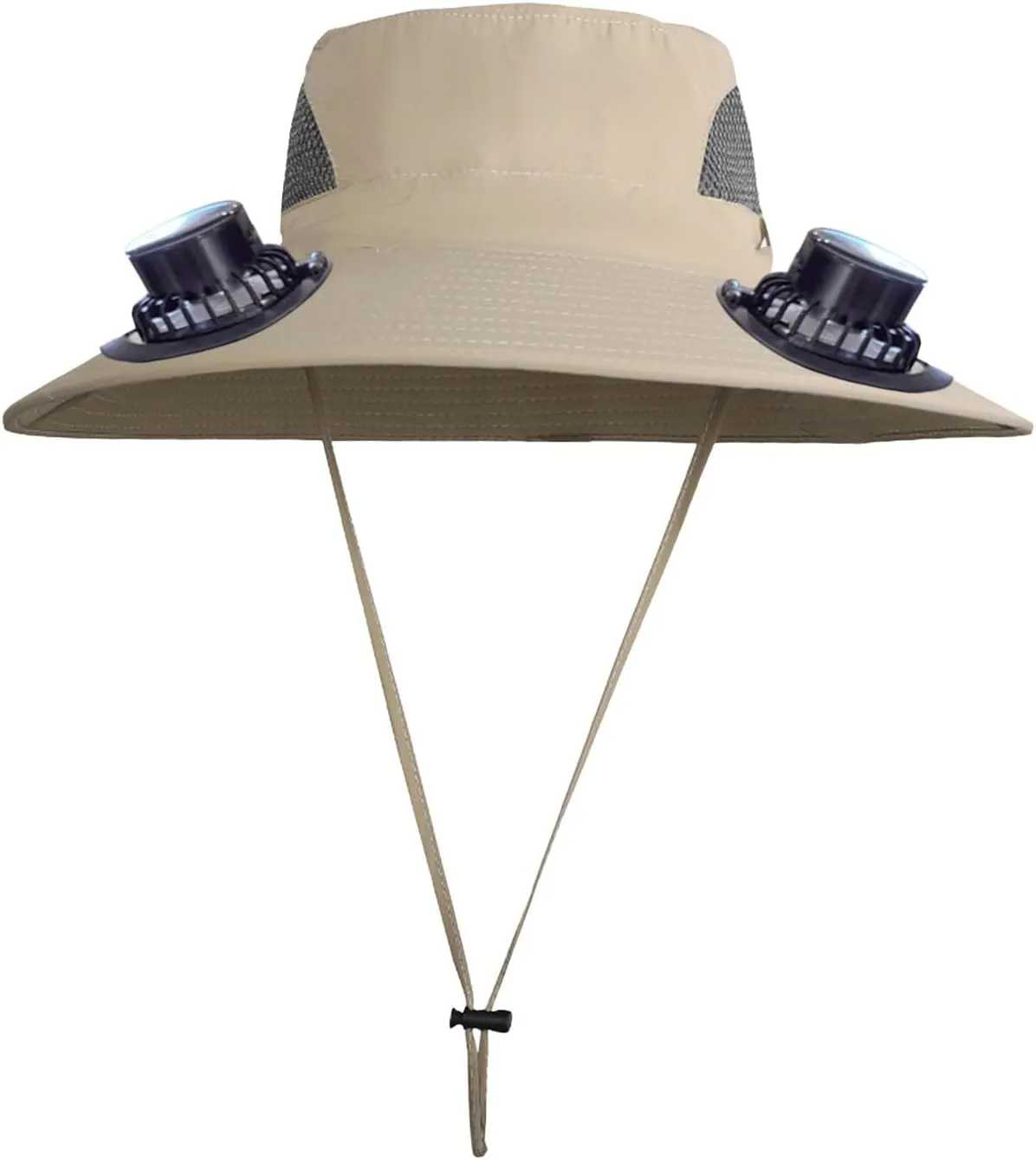 Wide Brim Sun Hat with 2 Solar Fan, 3 Speed Adjustable Fan Hat, Solar & USB Charging Fan, Bucket Fishing & Beach Hat