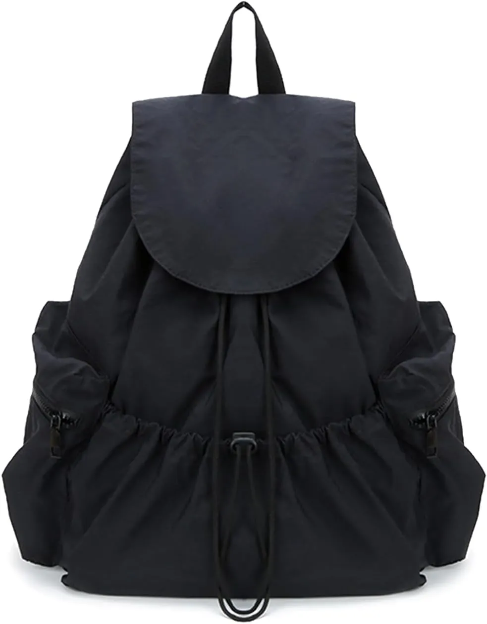 Women Casual Daypacks Canvas Backpack Drawstring Rucksack for Outdoor Travel College University Campus Black