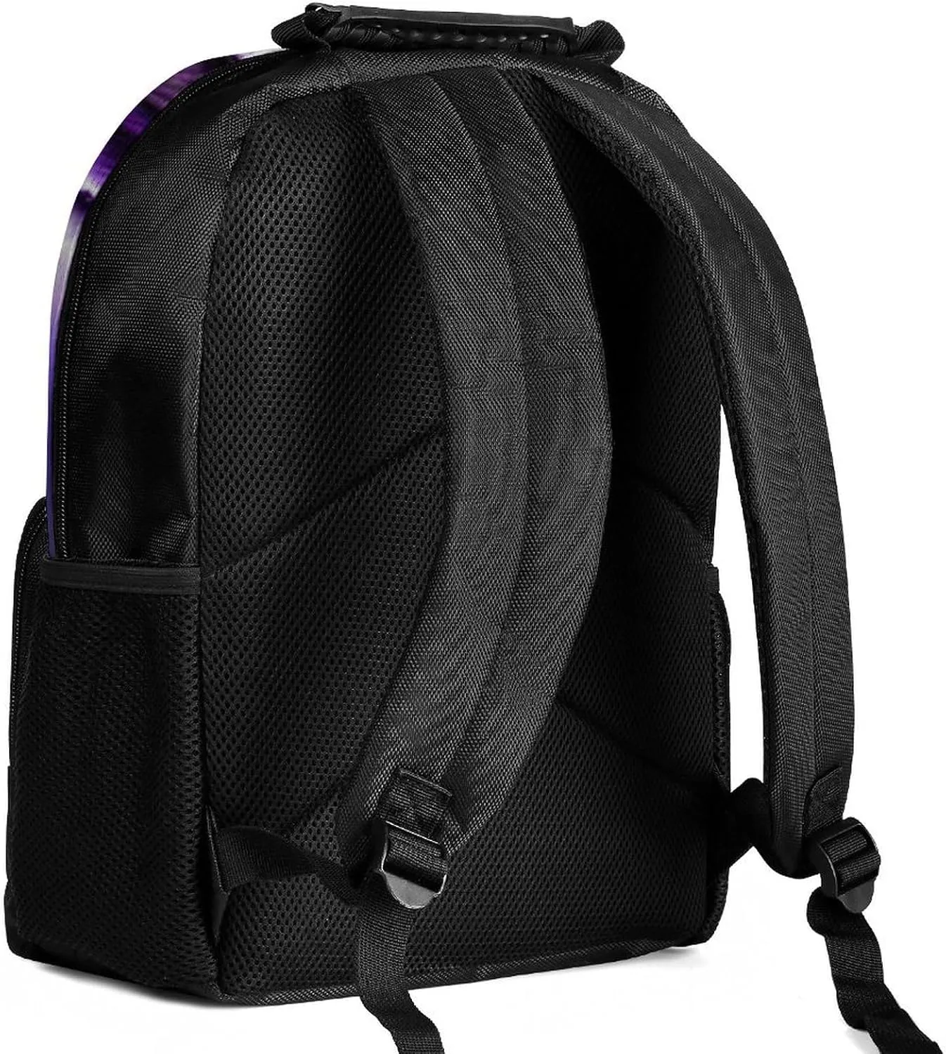 Women Men Polyester Mountain And Northern Light Wolves Psychedelic Art Casual Daypack Large Capacity Bookbag With Side Pockets for Sports Picnic Walking Cycling