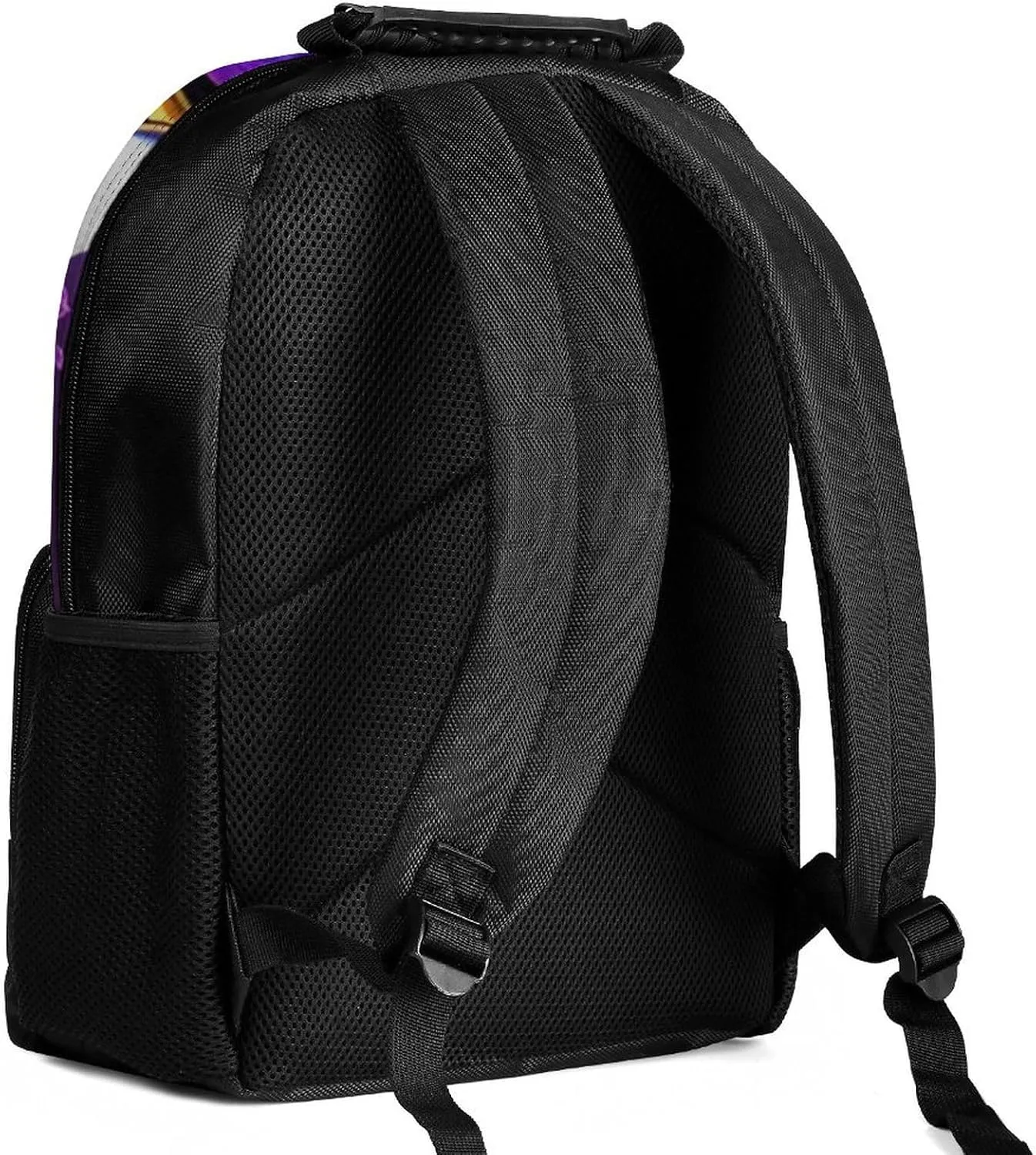 Women Men Polyester Saxophone In Fire And Water Art Casual Daypack Large Capacity Bookbag With Side Pockets for Sports Picnic Walking Cycling