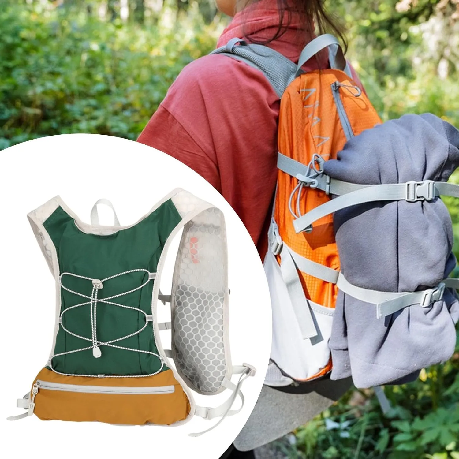 Women Men Running Vest Outdoor Sports Bag Portable Comfortable Adjustable Gear Hydration Vest Hydration Backpack for Trail