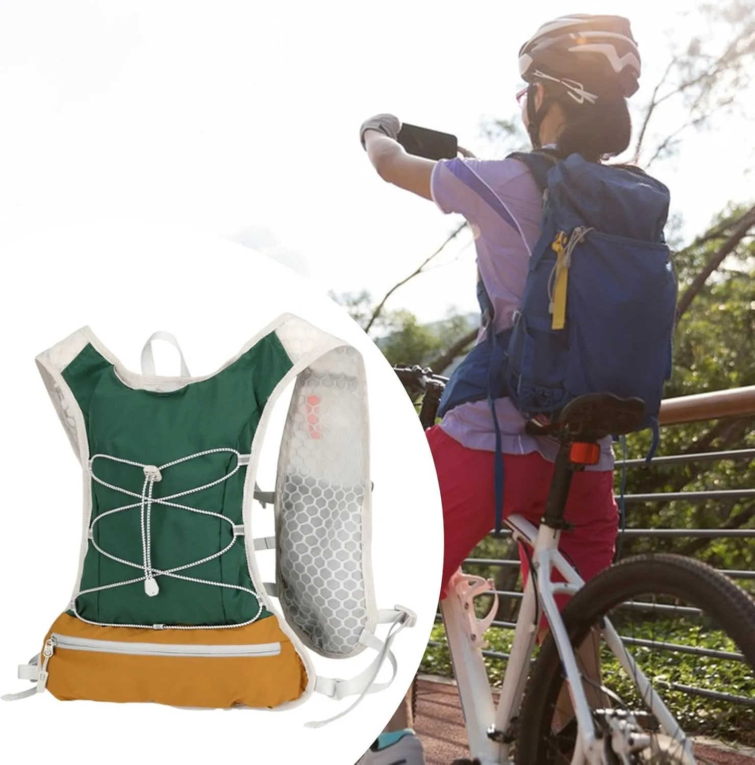 Women Men Running Vest Outdoor Sports Bag Portable Comfortable Adjustable Gear Hydration Vest Hydration Backpack for Trail