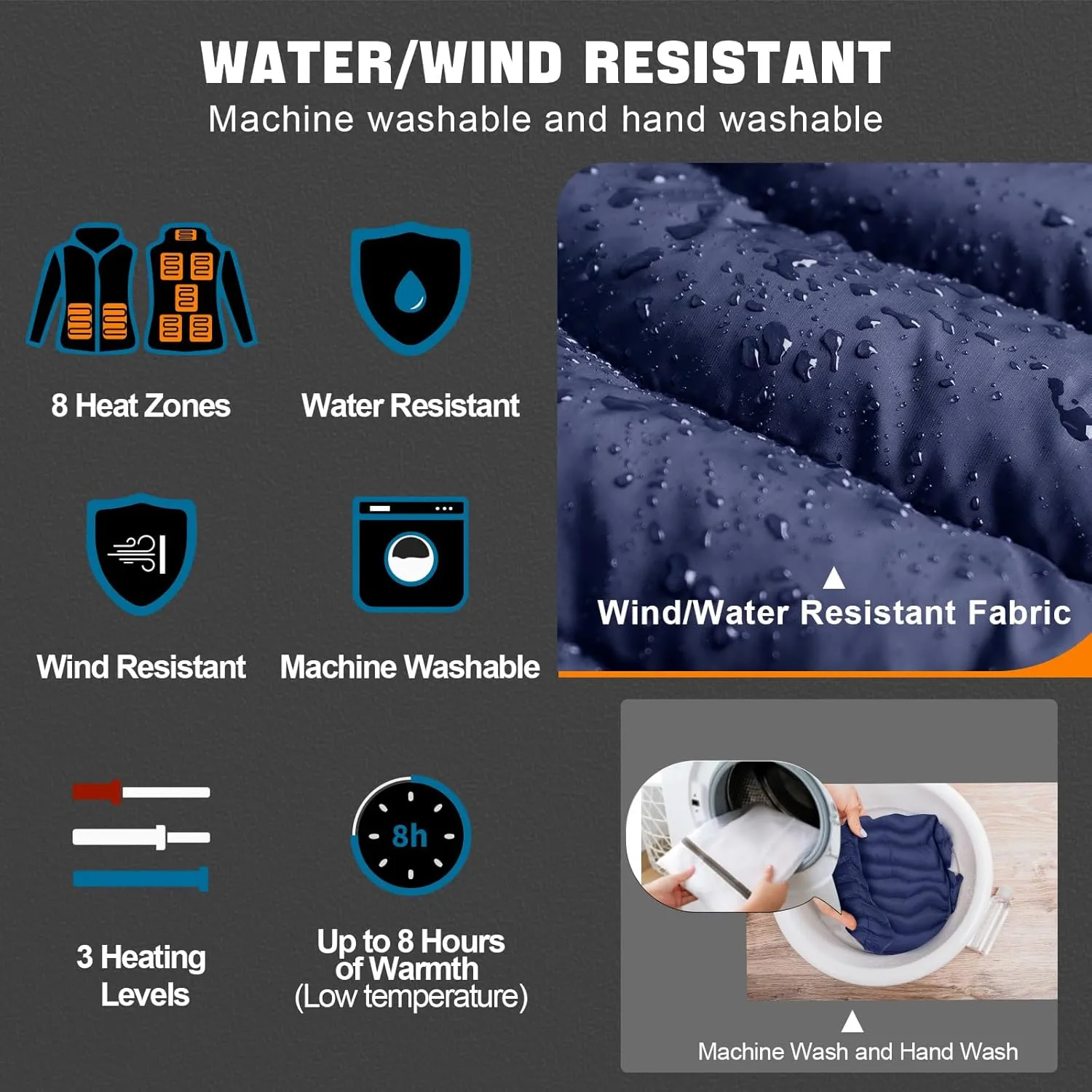 Women’s heated jacket with 2pack 10000mAh Battery Pack, QTREE Lightweight Heated Coat with 8 Areas Heating
