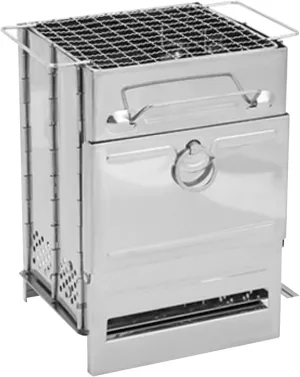 Wood Burning Camp Stove with Grill | CollapsibleStainless Steel Ultralight Rocket StoveFirebox with Handles Portable Backpacking Stove for Hiking Camping BBQ Hunting Fishing (Folding, Mini, Solo)