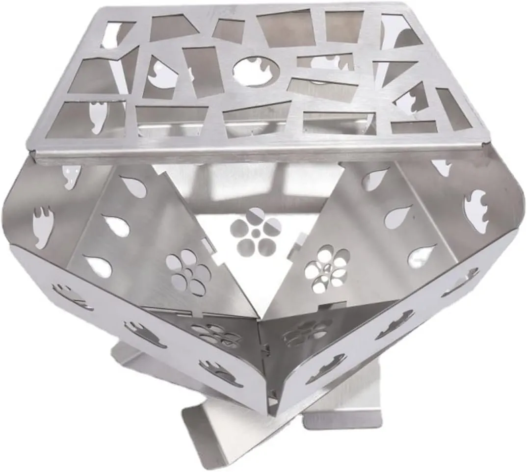 Wood Burning Camping Stove，stove for outdoor，Camp Wood Stove, Bonfire with Stand ，Detachable, with BBQ Grill Storage Bag，For 1-3People，for Camping, Hiking, Backpack, Picnic and BBQ (Size : Small)