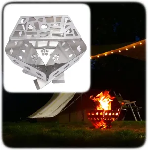 Wood Burning Camping Stove，stove for outdoor，Camp Wood Stove, Bonfire with Stand ，Detachable, with BBQ Grill Storage Bag，For 1-3People，for Camping, Hiking, Backpack, Picnic and BBQ (Size : Small)