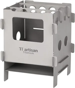 Wood Burning Stove, Portable Foldable Titanium Wood Burning Stove Pocket Stove Outdoor Camping Cooking Picnic Backpacking Stove