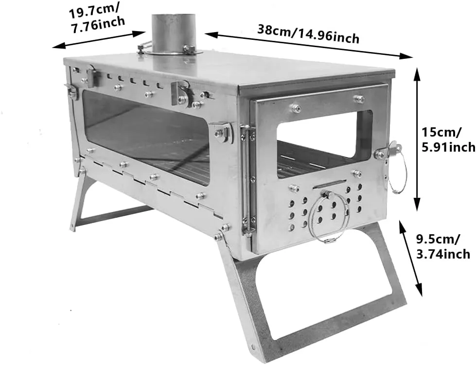 Wood Stove Hot Tent Stove Inferno-1 | Titanium Tent Stove for Camping Backpacking Camping (Chimney Length:6.56ft/2m)