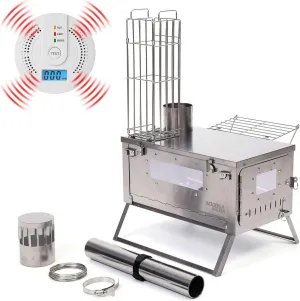 Woods Walker Titanium hot Tent wood Stove folding portable log winter camping foldable ultra light hiking cooking bbq Chimney, Grill, backpacker