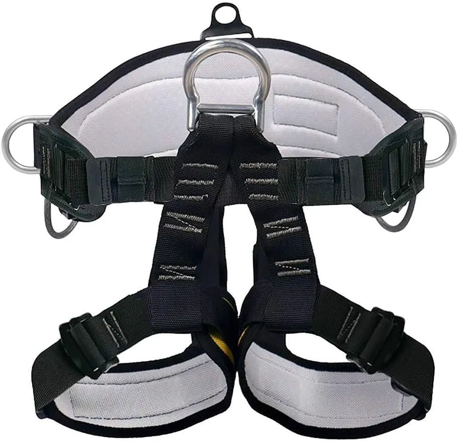X XBEN Thicken Climbing Harness, Protect Waist Safety Harness Gear, Wider Half Body Harness for Roofing Fire Rescuing Rock Climbing Rappelling Tree Climb