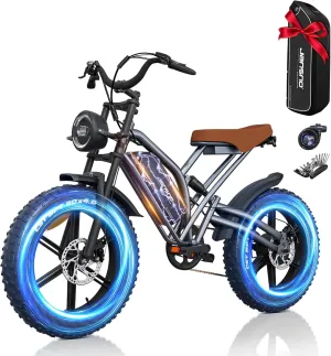 X50 Electric Bike for Adults, 1000W Ebike, 25-30MPH, 48V 672Wh Battery, 50-75 Mile Range, 20" Fat Tire Electric Motorcycle, 7-Speed E-Bike, All-Terrain Electric Bike for Adults