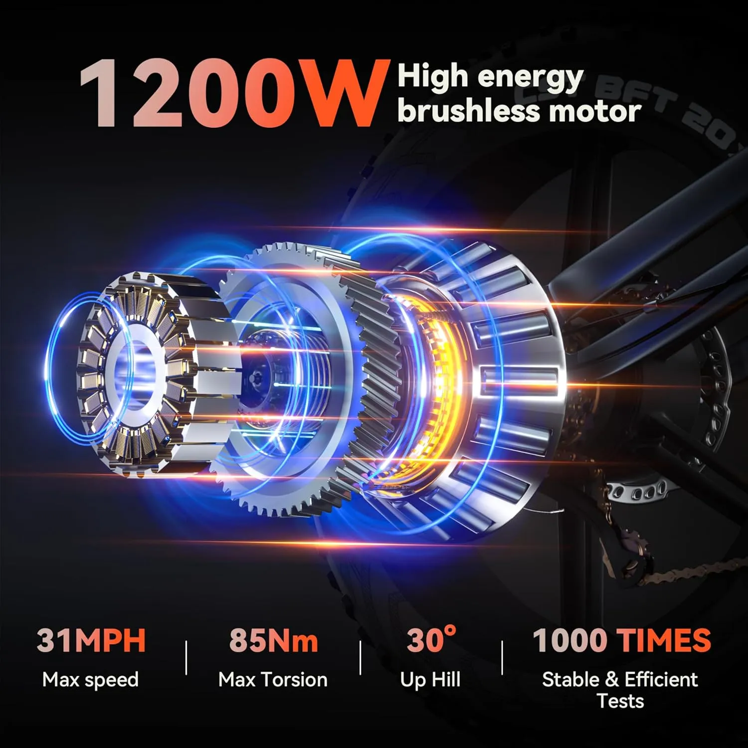 X50 Electric Bike for Adults, 1000W Ebike, 25-30MPH, 48V 672Wh Battery, 50-75 Mile Range, 20" Fat Tire Electric Motorcycle, 7-Speed E-Bike, All-Terrain Electric Bike for Adults