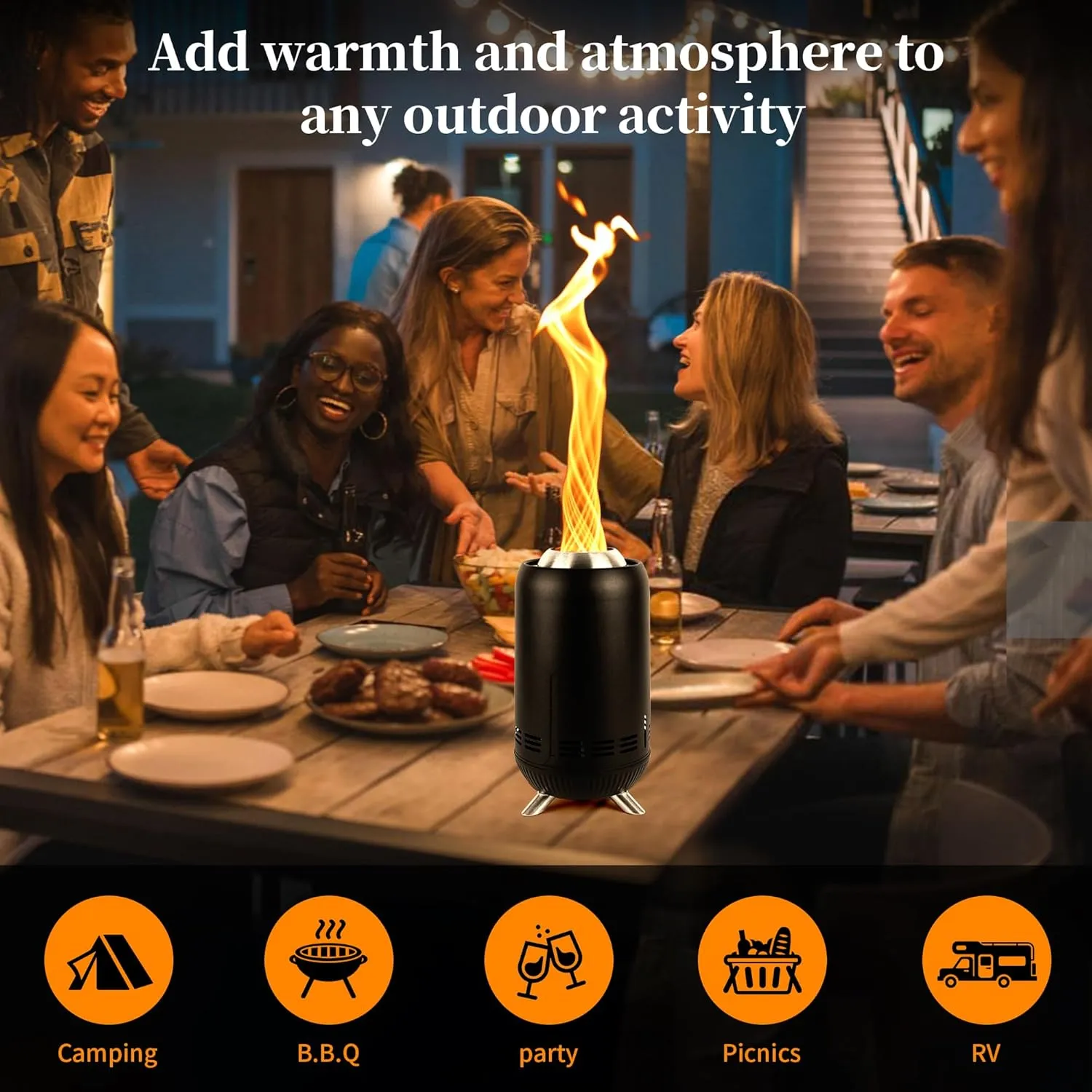 XL Tabletop Fire Pit | Outdoor Black Mini Fire Pit for Urban & Suburbs | Stainless Steel Secondary Combustion Camping Stove Low Smoke Fueled by Pellets with Travel Bag,30.6x16.3cm