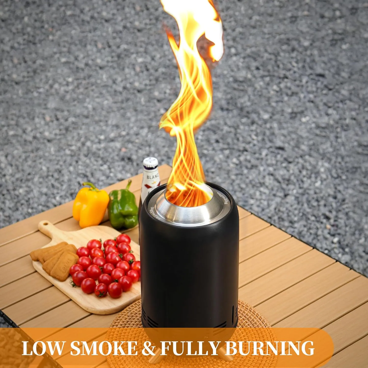XL Tabletop Fire Pit | Outdoor Black Mini Fire Pit for Urban & Suburbs | Stainless Steel Secondary Combustion Camping Stove Low Smoke Fueled by Pellets with Travel Bag,30.6x16.3cm