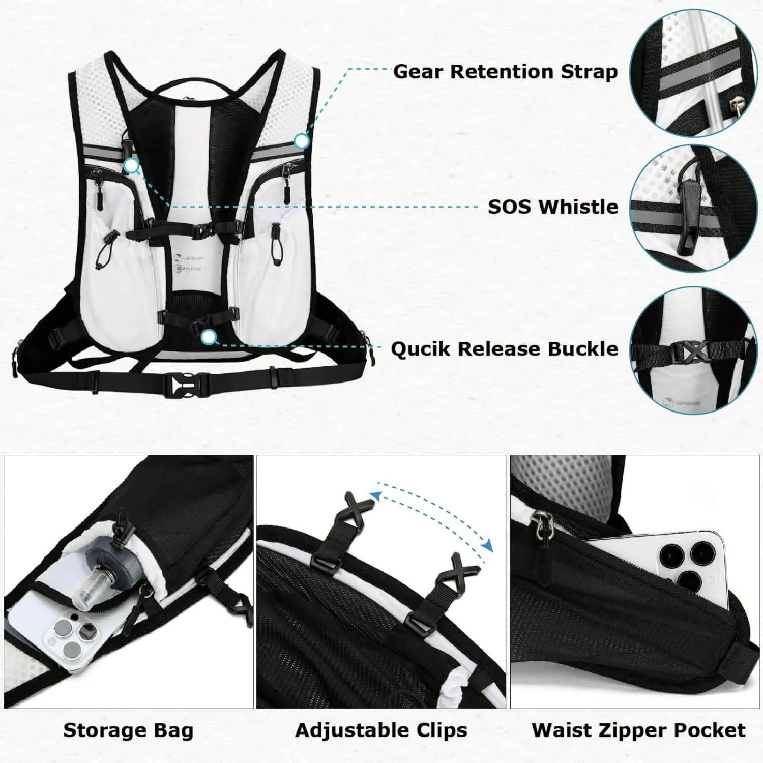 YAPJEB Lightweight Hydration Backpack (04 Black, Only Vest)