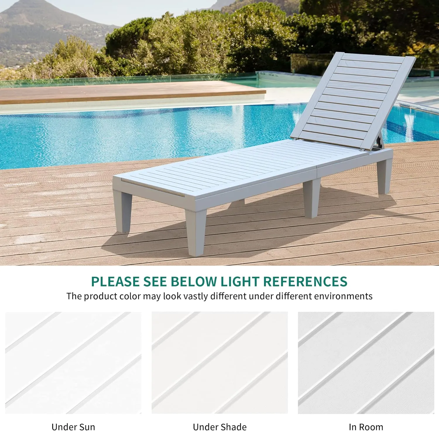 YITAHOME Chaise Outdoor Lounge Chairs Set of 2 with Adjustable Backrest, Sturdy Loungers for Patio & Poolside, Easy Assembly & Waterproof & Lightweight with 265lbs Weight Capacity, Grayish-White
