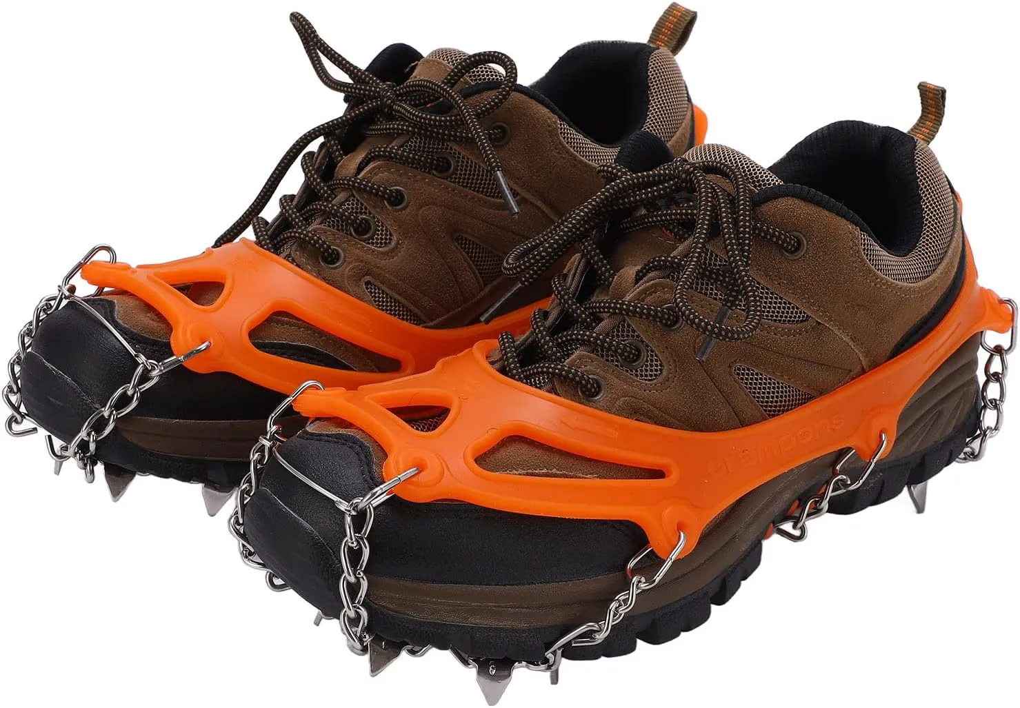 Ymiko Crampons for Hiking, 12 Tooth Micro Spikes with 2Pcs Ice Cleats for Mountaineering