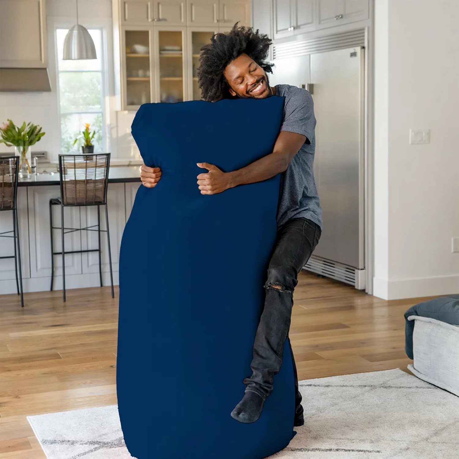 Yogibo Max 6-Foot Beanbag Chair, Bean Bag Couch with a Washable Outer Cover, Customer Favorite Cozy Sofa for Gaming, Reading, and Relaxing, Filled with Soft Micro-Beads, Blue