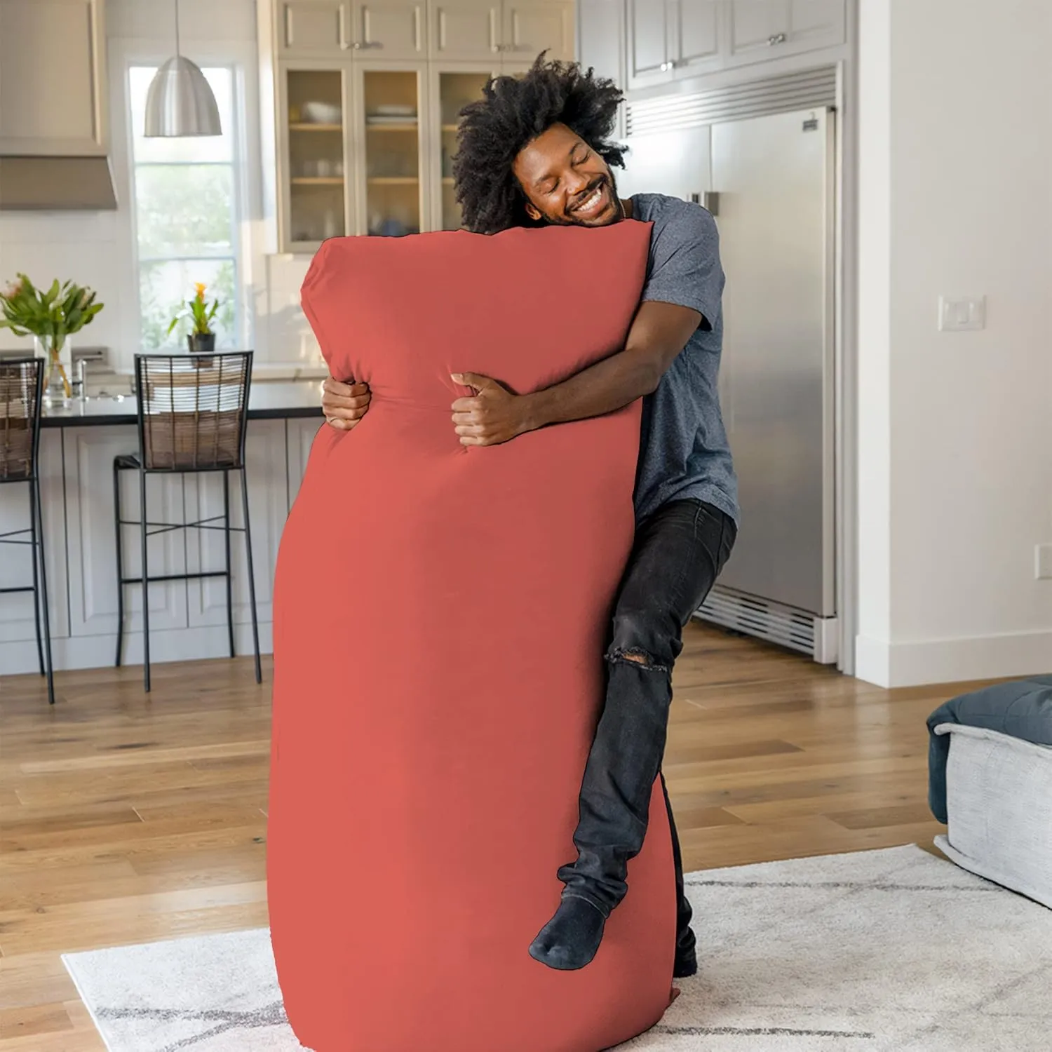 Yogibo Max 6 Foot Giant Bean Bag Chair Bed Lounger for Adults, Kids and Teens with Filling, Extra Large, Oversized, Big, Huge, Plush, Sensory Beanbag Couch Sofa Sack, Washable Cover, Coral
