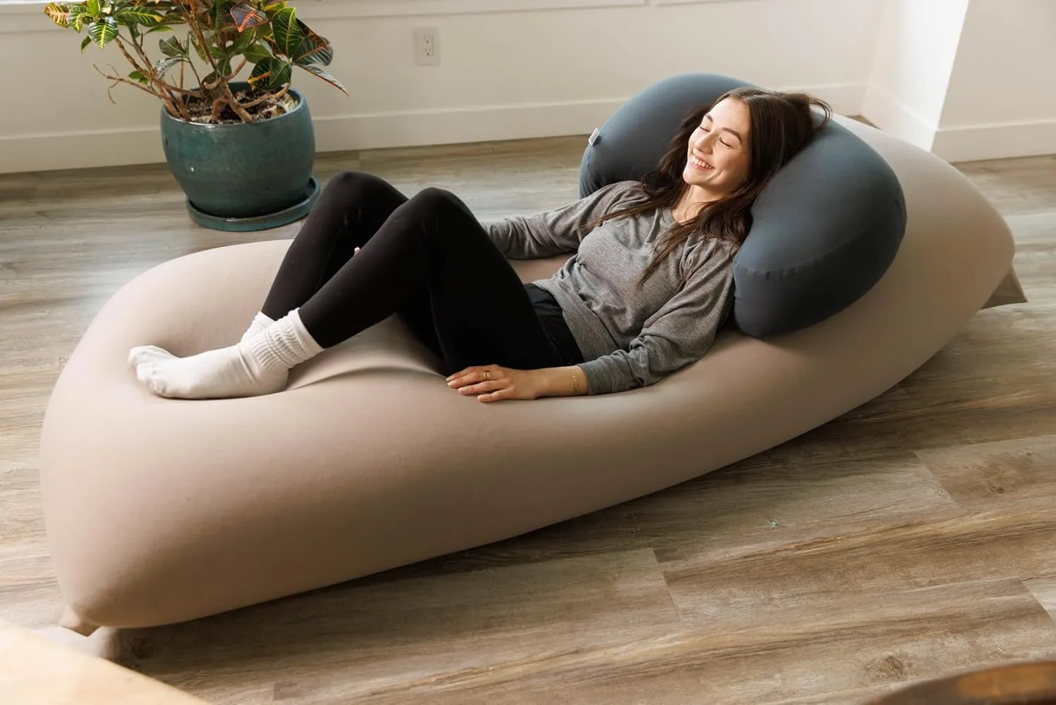 Yogibo Max 6 Foot Giant Bean Bag Chair Bed Lounger for Adults, Kids and Teens with Filling, Extra Large, Oversized, Big, Huge, Plush, Sensory Beanbag Couch Sofa Sack, Washable Cover, Coral