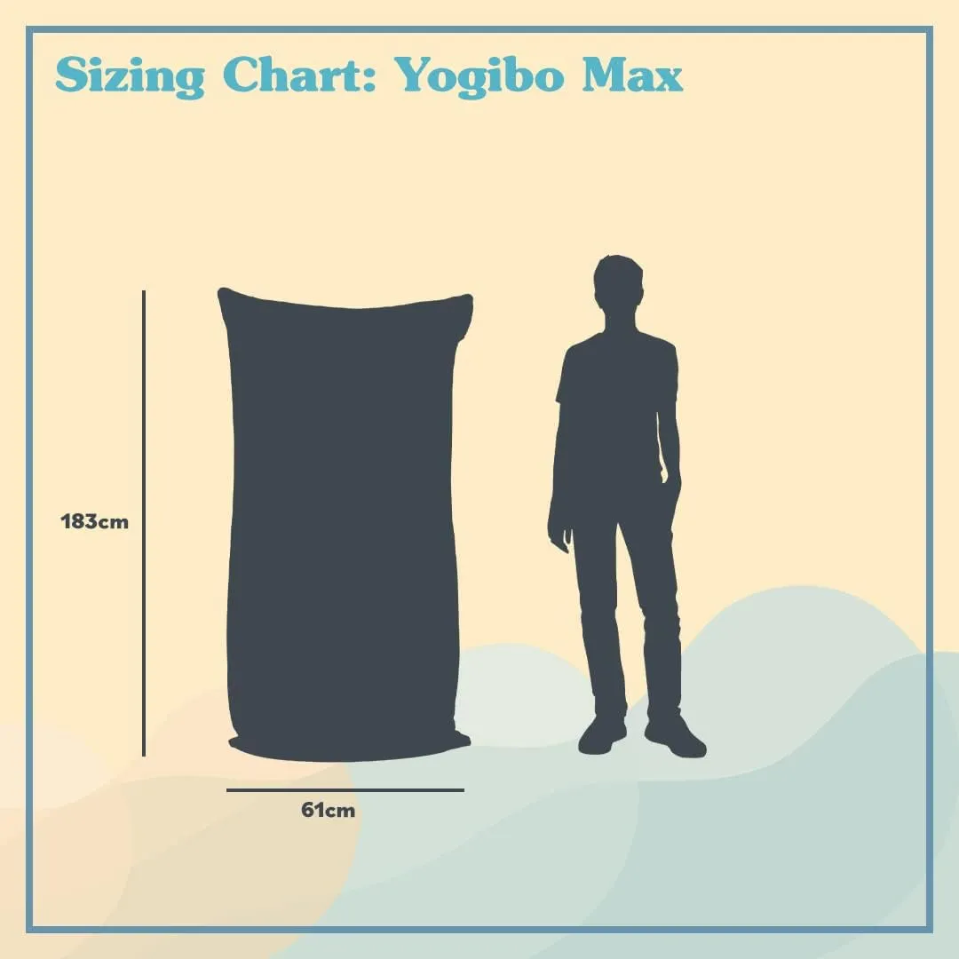 Yogibo Max 6 Foot Giant Bean Bag Chair Bed Lounger for Adults, Kids and Teens with Filling, Extra Large, Oversized, Big, Huge, Plush, Sensory Beanbag Couch Sofa Sack, Washable Cover, Fern