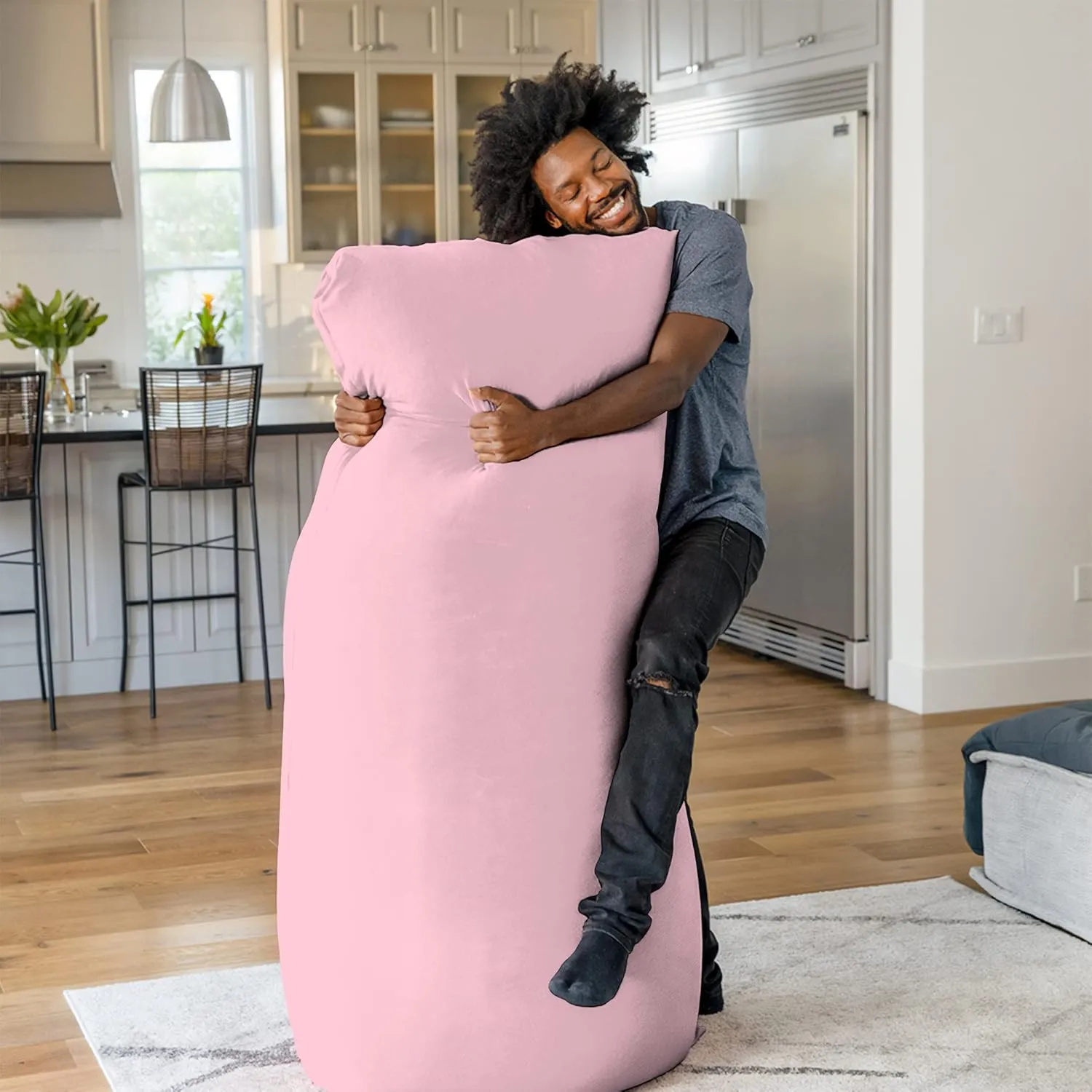 Yogibo Max 6 Foot Giant Bean Bag Chair Bed Lounger for Adults, Kids and Teens with Filling, Extra Large, Oversized, Big, Huge, Plush, Sensory Beanbag Couch Sofa Sack, Washable Cover, Flamingo