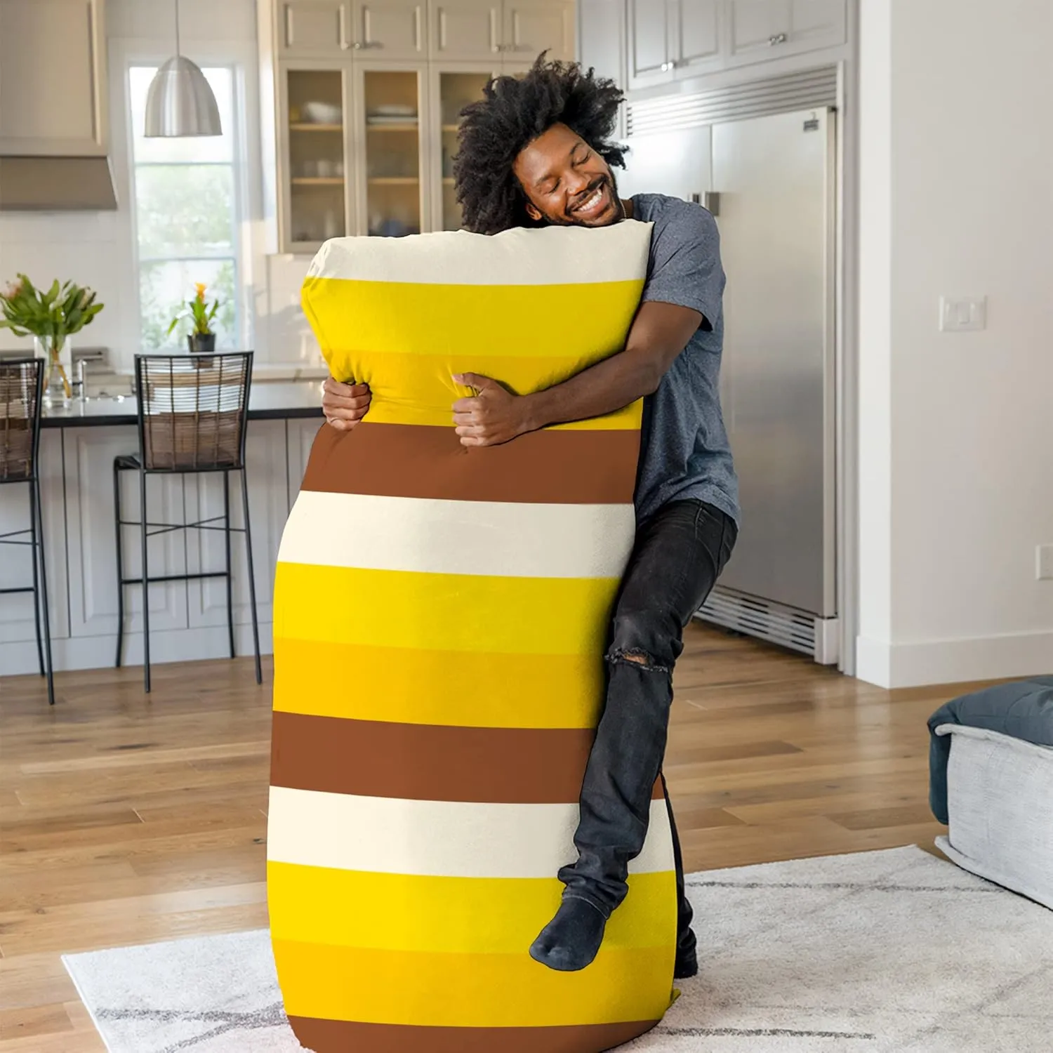 Yogibo Max 6 Foot Giant Bean Bag Chair Bed Lounger for Adults, Kids and Teens with Filling, Extra Large, Oversized, Big, Huge, Plush, Sensory Beanbag Couch Sofa Sack, Washable Cover, Rainbow Sunset