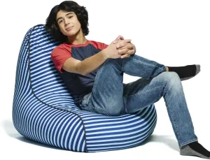 Yogibo Zoola Lounger Outdoor Bean Bag Chair for Adults with Filling, Comfy Single Beanbag Patio Pool Deck Lounge Furniture, Water-Resistant Washable Cover, Marine