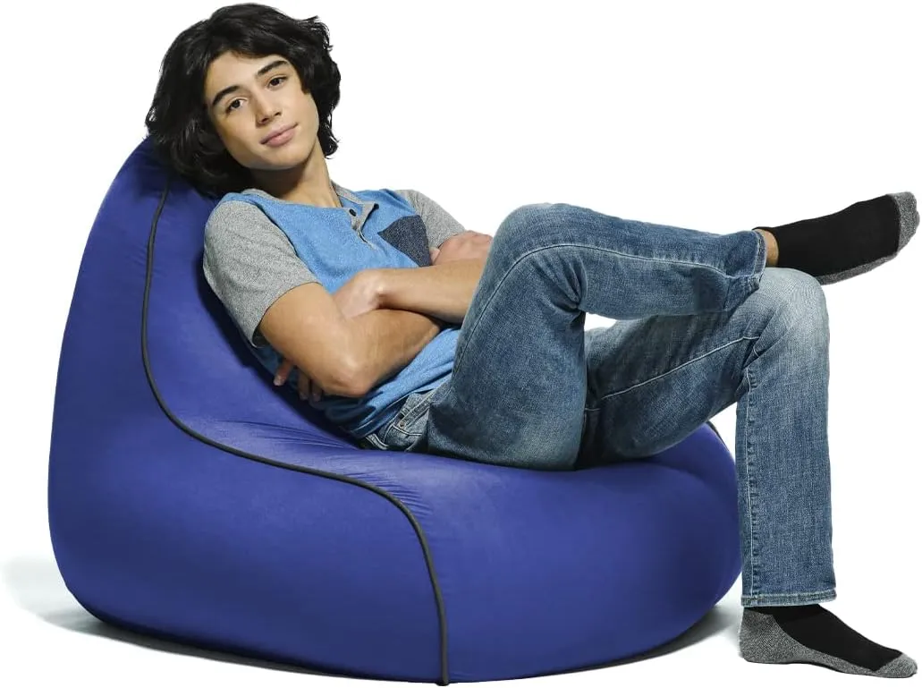 Yogibo Zoola Lounger Outdoor Bean Bag Chair for Adults with Filling, Comfy Single Beanbag Patio Pool Deck Lounge Furniture, Water-Resistant Washable Cover, Royal