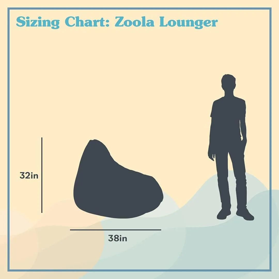 Yogibo Zoola Lounger Outdoor Bean Bag Chair for Adults with Filling, Comfy Single Beanbag Patio Pool Deck Lounge Furniture, Water-Resistant Washable Cover, Sky