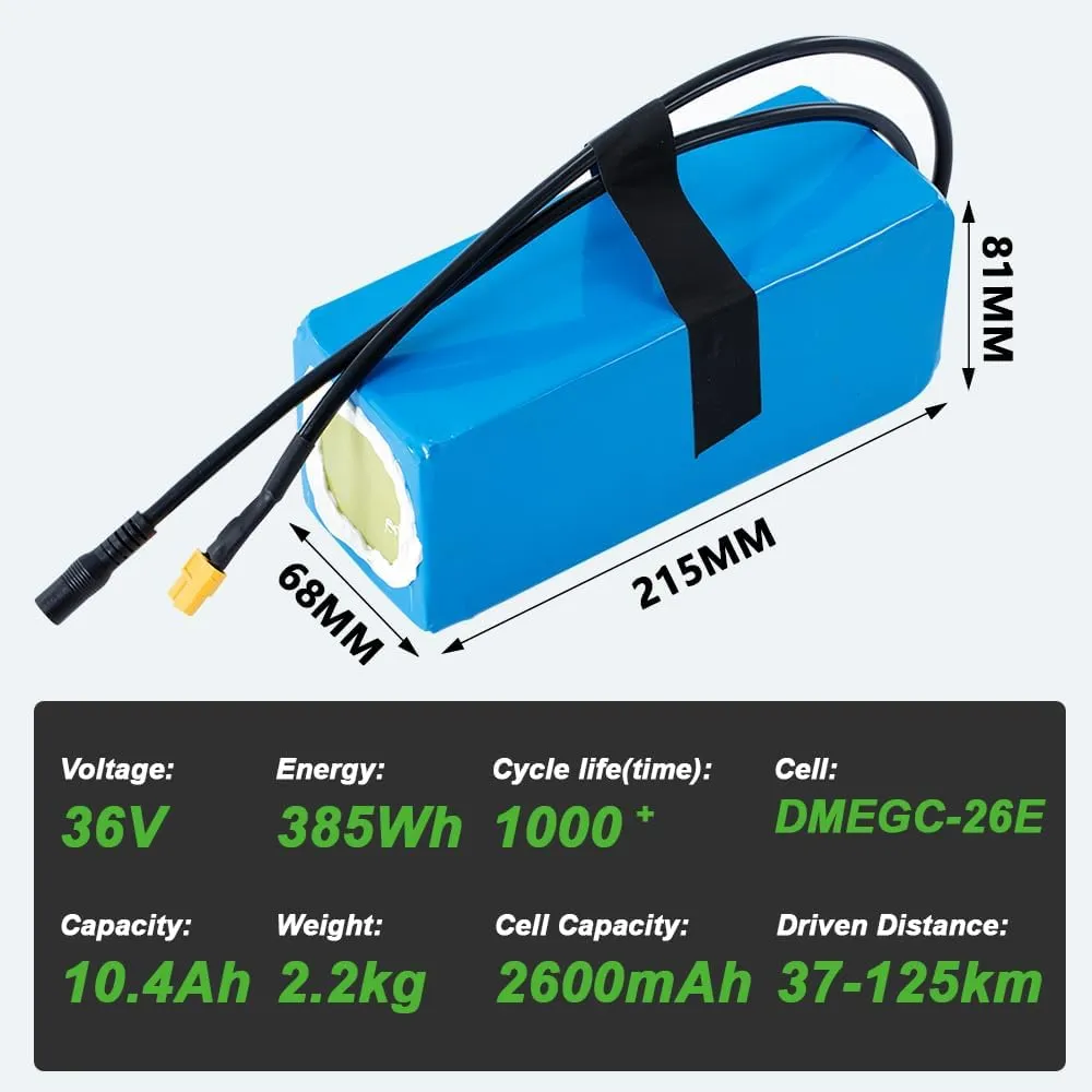 Yose Power 48V/ 36V Lithium Battery Ebike Battery 13Ah/ 10.4Ah for Electric Bicycle Mountain Bike Replace for Silver Fish e Bike Battery Pack