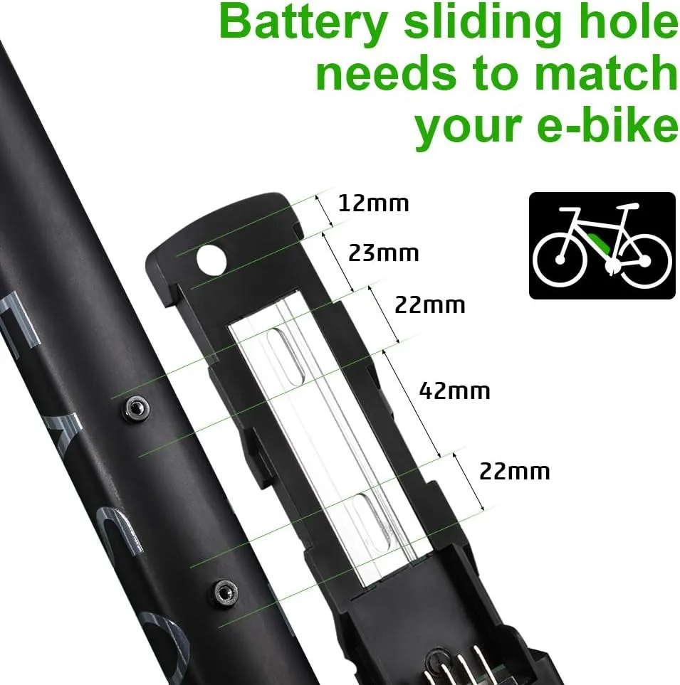 Yose Power Ebike Battery 36V 13Ah 17.4Ah/48V 13Ah 20Ah/52V 13Ah 15Ah Down Tube Battery for 200-1500W Motor, Electric Bicycle Lithium-Ion Battery, Safe Lock, Led Indicator Light, with Base and Charger