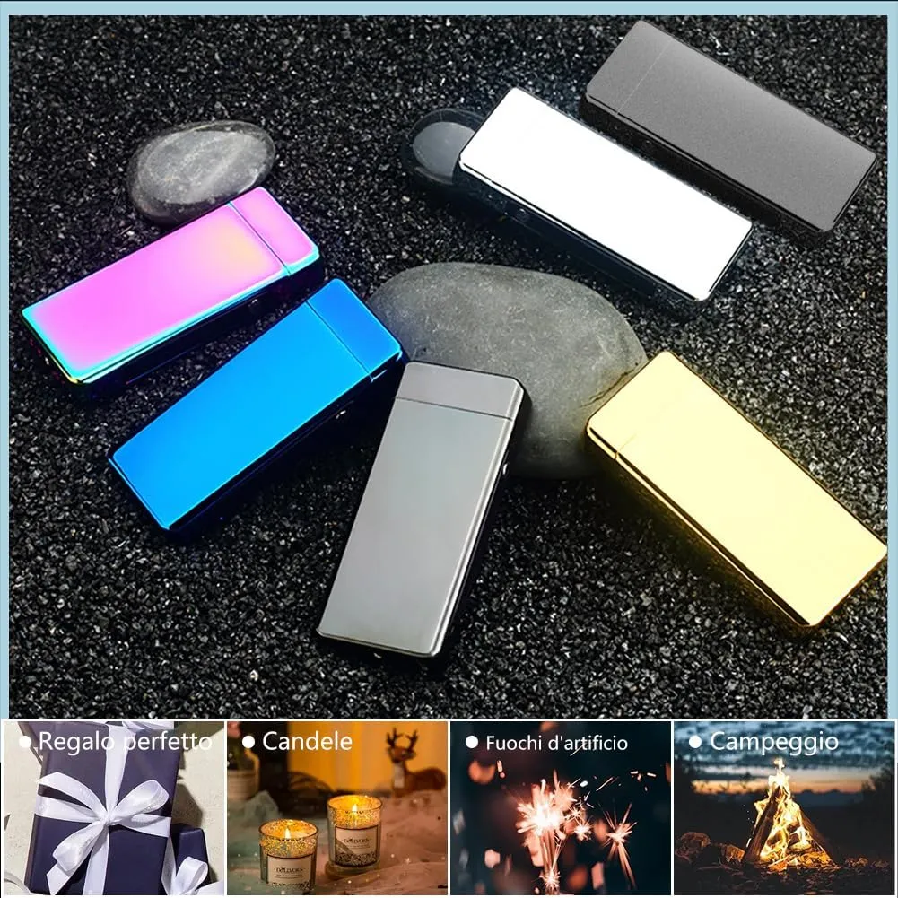 YOZWOO Electric Lighter Rechargeable, High Power Flame Arc Lighter, USB Lighters with LED Battery Indicator, Windproof Electronic Lighters for Candle Camping with Gift Box (Multicolor)