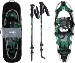 Yukon Charlie's Advanced 9x30 Inch Men's Snowshoe Kit with Aluminum Poles & Bag
