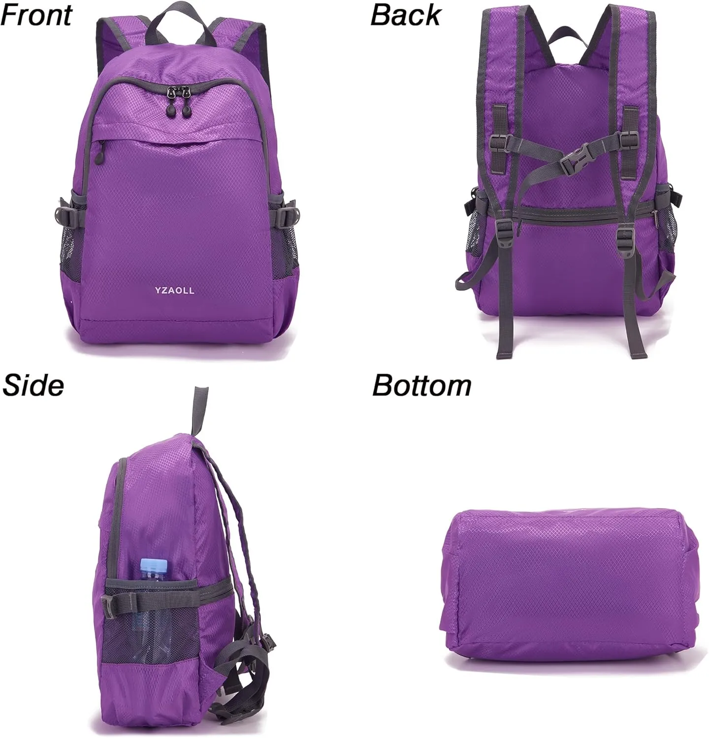YZAOLL Small Lightweight Packable Hiking Backpack, 20L Hiking Backpack Day Pack for Women Men Travel Camping Vacation,Purple