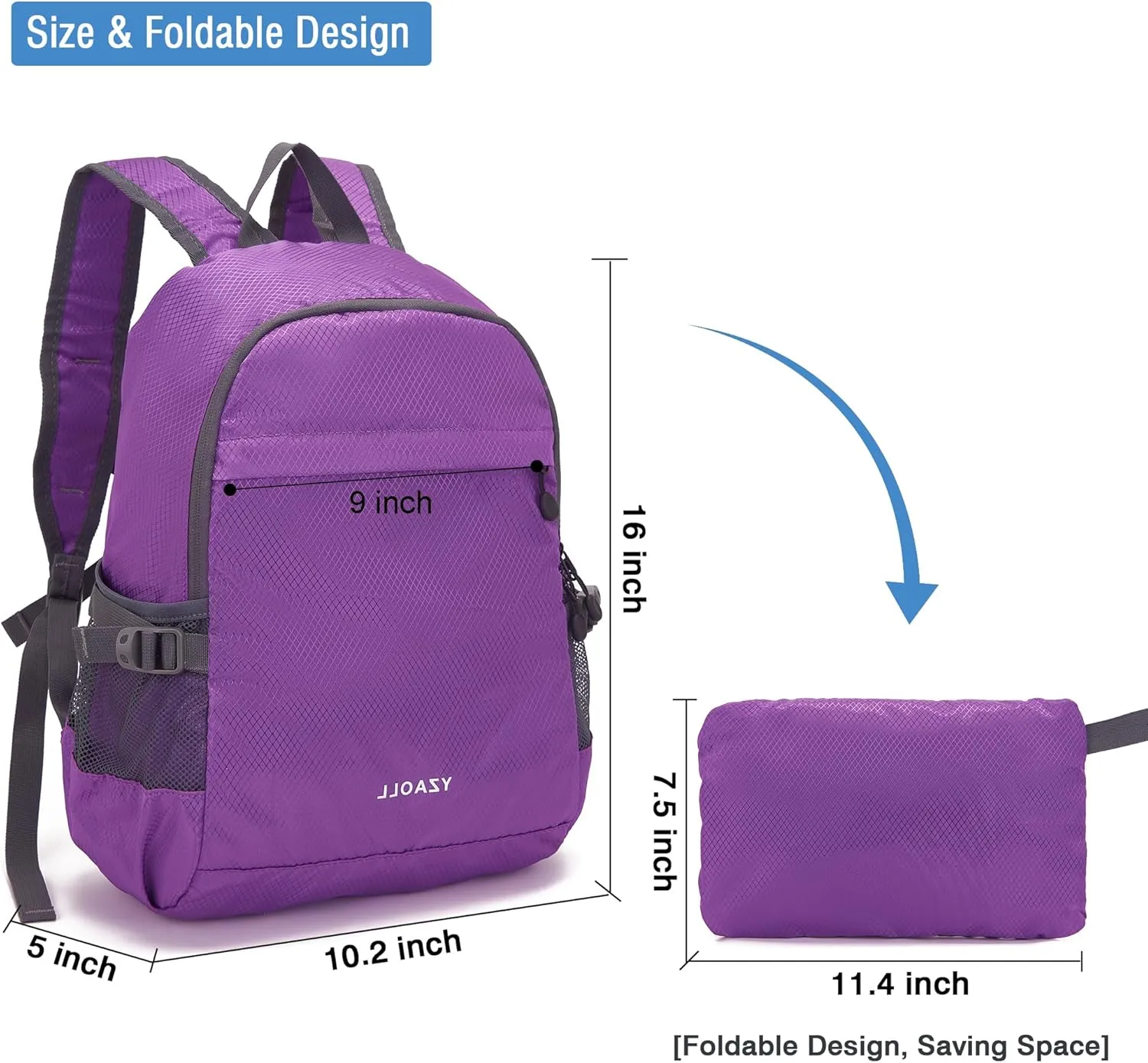 YZAOLL Small Lightweight Packable Hiking Backpack, 20L Hiking Backpack Day Pack for Women Men Travel Camping Vacation,Purple