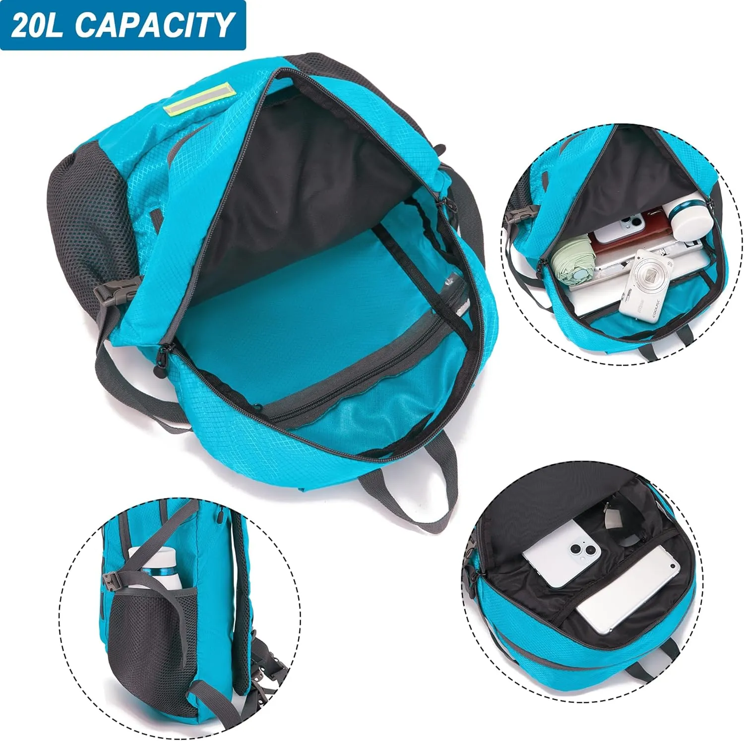 YZAOLL Ultra Lightweight Packable Backpack 20L Foldable Backpack Water Resistant Daypack for Women Men Travel Hiking Backpack