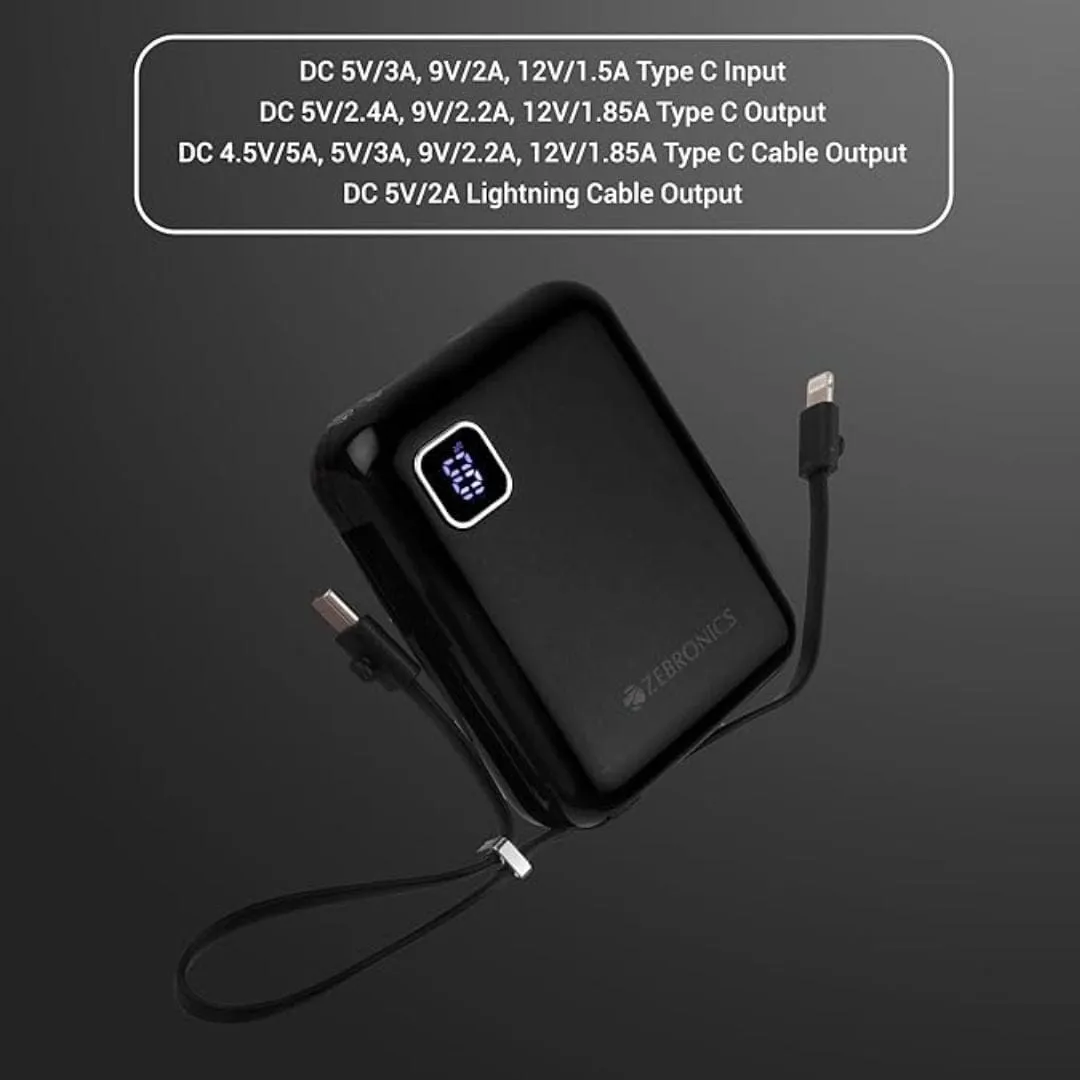 ZEBRONICS MW64 10000 mAh Compact Power Bank