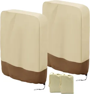 Zero Gravity Chair Covers 2 PCS, Outdoor Zero Gravity Folding Patio Chair Covers Waterproof Dustproof Gravity Chair Cover with Storage Bag(32.3" W x 7.9" D x 36.6" H) (Beige)