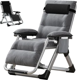 Zero Gravity Chair, Lawn Recliner, Reclining Patio Lounger Chair, Folding Portable Chaise with Detachable Soft Cushion, Cup Holder, Headrest