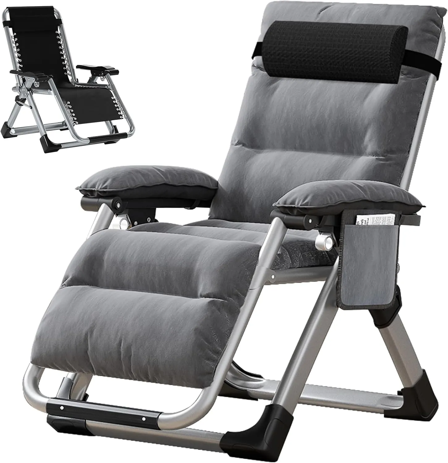 Zero Gravity Chair, Lawn Recliner, Reclining Patio Lounger Chair, Folding Portable Chaise with Detachable Soft Cushion, Cup Holder, Headrest
