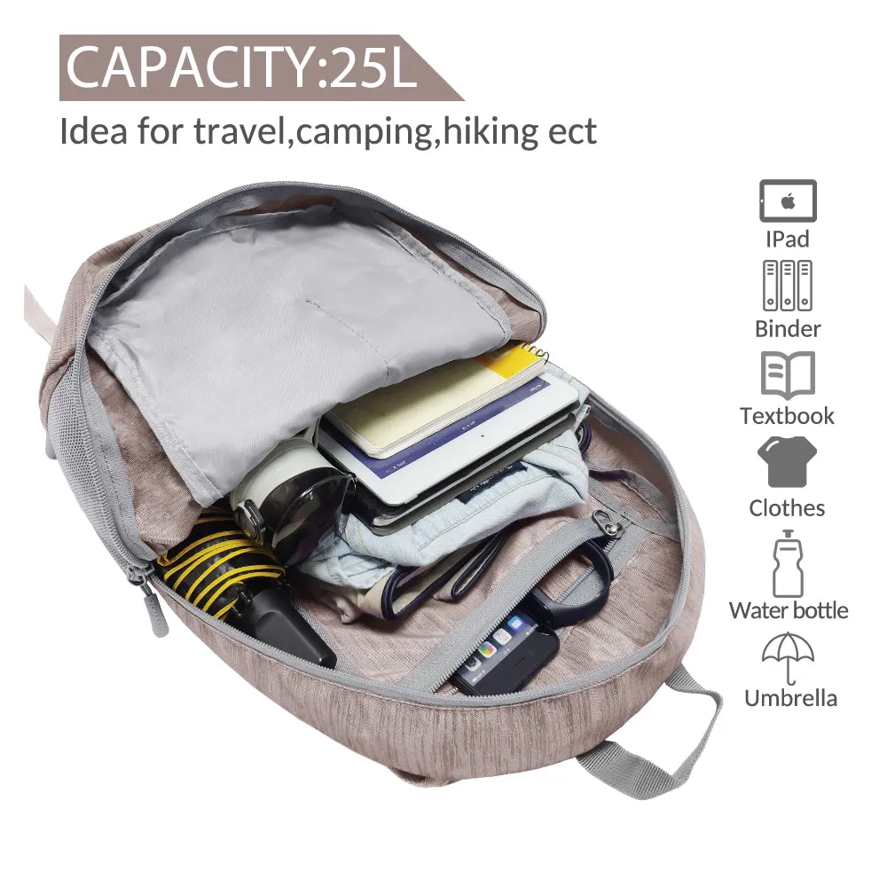 ZOMAKE 25L Ultra Lightweight Packable Backpack, Foldable Hiking Backpacks Water Resistant Small Folding Daypack for Travel(Light Gray)